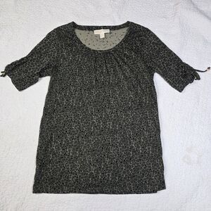 Michael Kors Women Green GINKGO LEAF Crewneck Short Sleeve